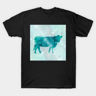 Blue Color Splash Cow T-Shirt